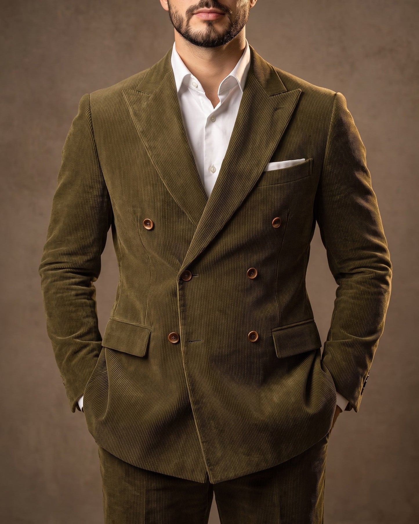Salvador Corduroy Double-Breasted Suit Set